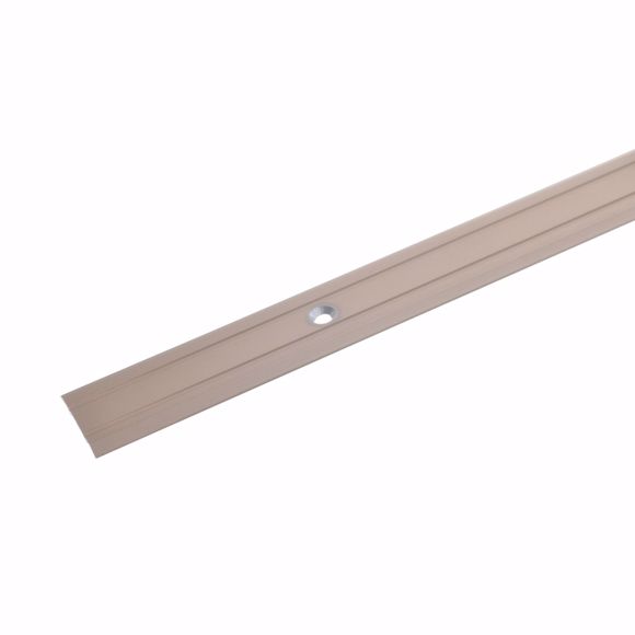 Picture of Transition profile 100cm bronze light 24.5 x 1.25 mm drilled aluminium carpet rail