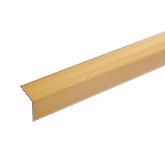 Image sur Profilé d'angle d'escalier en aluminium - doré - 100cm 32x30mm auto-adhésif