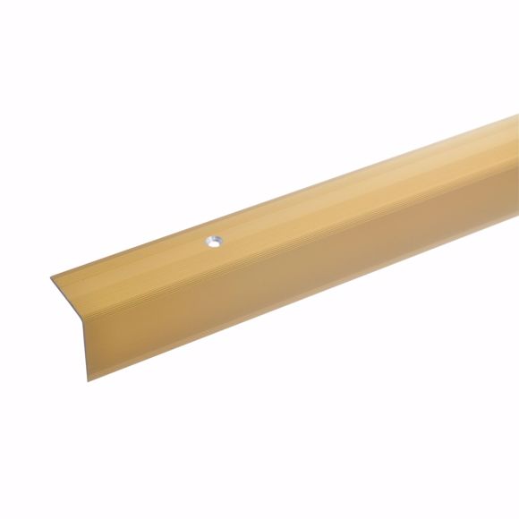 Bild von Treppenwinkel Kantenprofil Kantenschutz Aluminium gebohrt gold 32x30mm 135cm