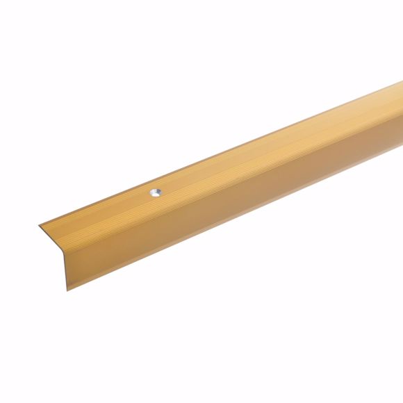 Bild von Treppenwinkel Kantenprofil Kantenschutz Aluminium gebohrt gold 27x27mm 100cm