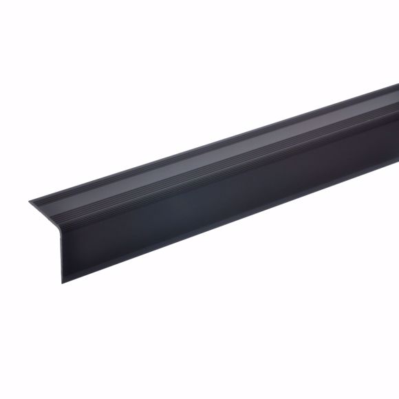 Bild von Treppenwinkel Kantenprofil Kantenschutz Alu selbstklebend dunkel 27x27mm 135
cm