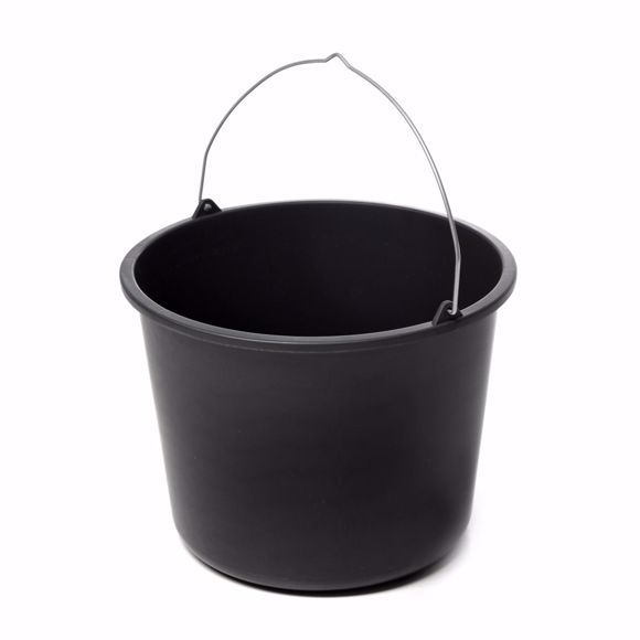 Picture of Cleaning bucket, mortar bucket, construction bucket in black, 12 litres, plastic