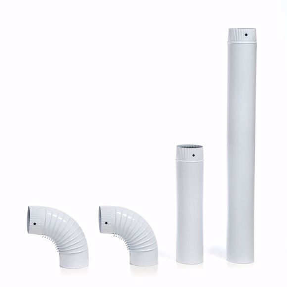Picture of Stovepipe set, 120 mm diameter, white - Enamelled flue pipe for stoves