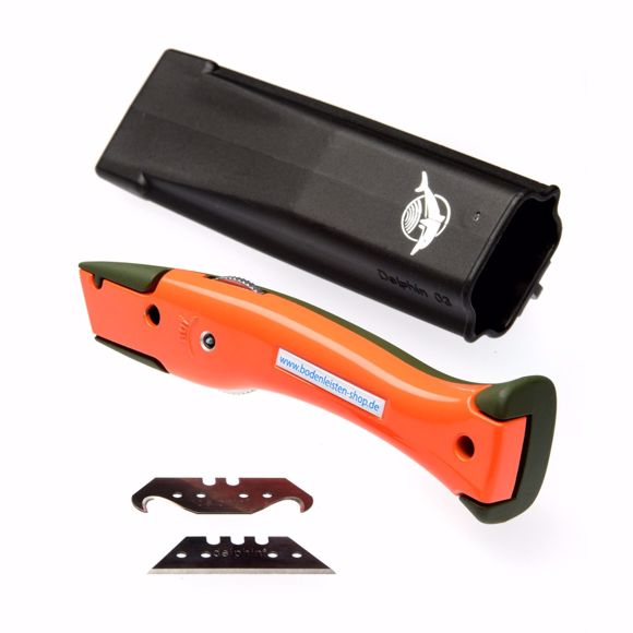 Image sur Delphin®-03 Style-Edition Universalmesser Cuttermesser Cutter Olivgrün - orange