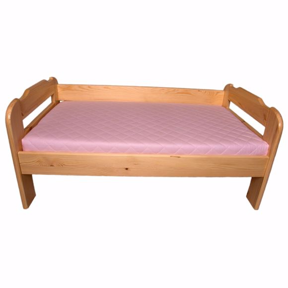 Bild von Massives Kiefernholz Kinderbett in 70x120cm + weicher Matratze in rosa