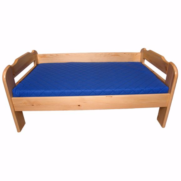 Bild von Massives Kiefernholz Kinderbett in 70x140cm + weicher Matratze in blau