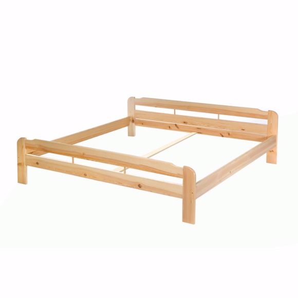 Image sur Doppelbett ohne Lattenrost aus Kiefer massiv - 140x200 cm Massivholz Schlafmöbel