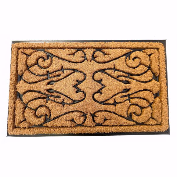 Image sur Kokosmatte Fußmatte 45x75x2cm braun schwarz - Hochwertiger Kokos Fußabtreter ideal für den Außenbere