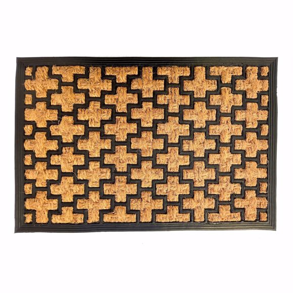 Image sur Kokosmatte Fußmatte 40x60x1cm braun schwarz - Hochwertiger Kokos Fußabtreter ideal für den Außenbere