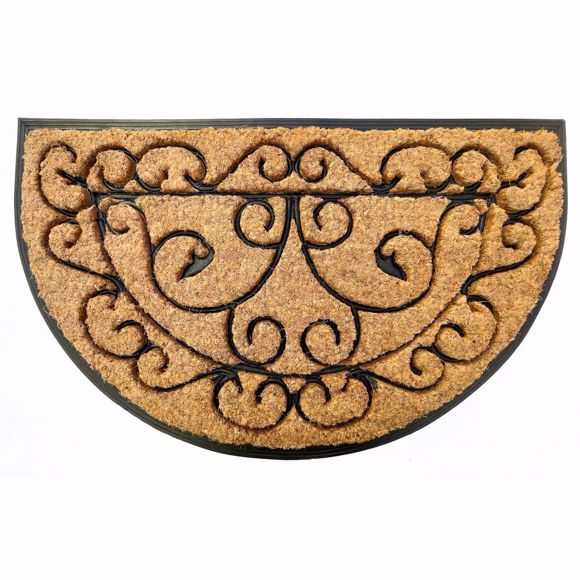 Bild von Kokosmatte Fußmatte 45x75x2cm halbrund braun schwarz - Hochwertiger Kokos Fußabtreter ideal für den 